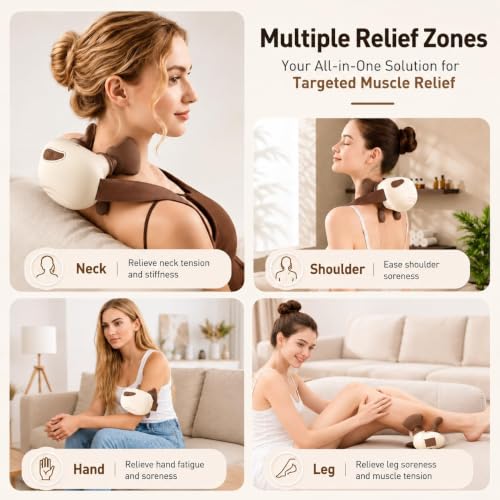 Image of Shoulder and Neck Massager, Bionic Heated Massager, Neck Massager with Fingers, 4D Kneading Massage, Simulates a Real Palm Massage for Comfort, Relax Muscle Tension (New massager (White))