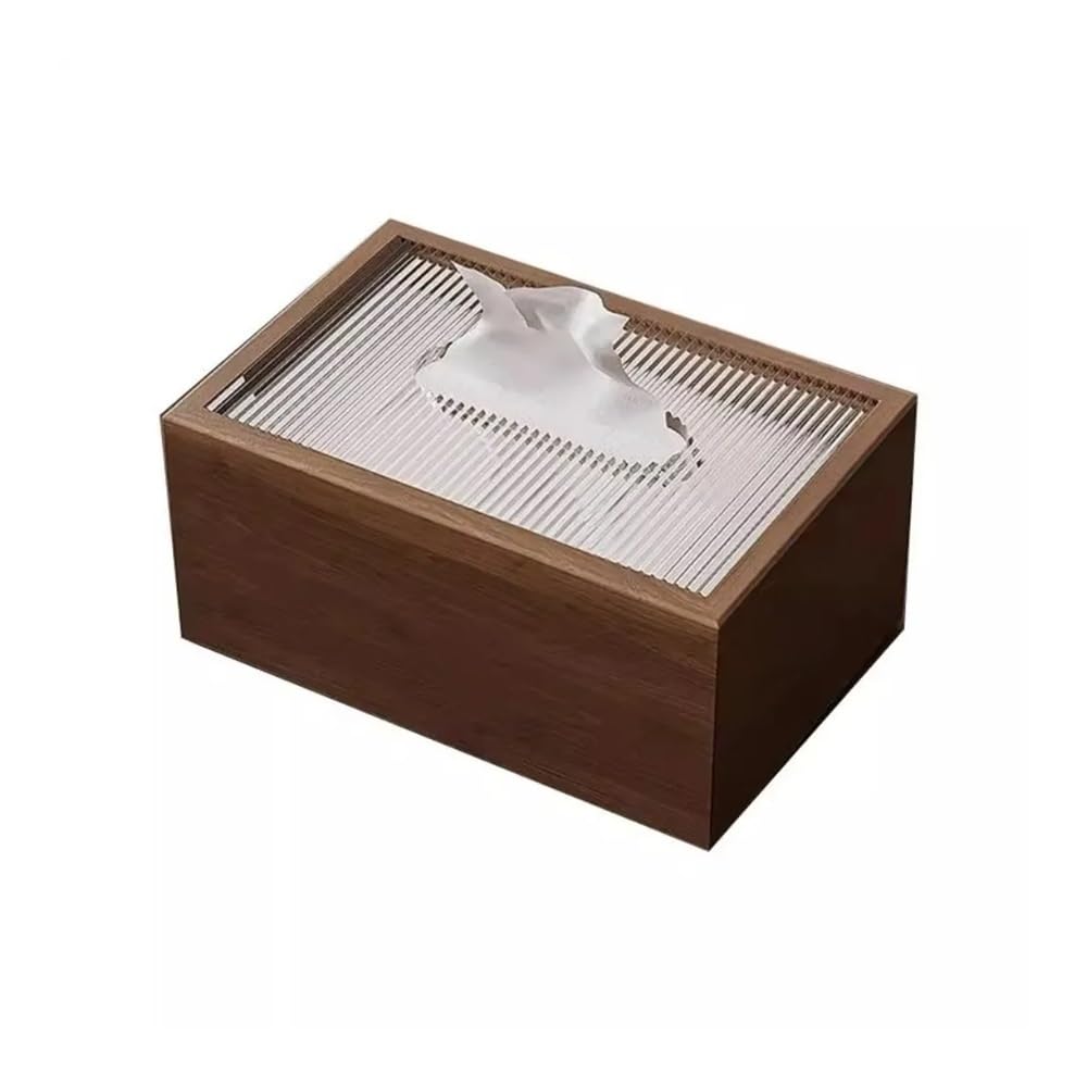 Aimanqi Walnut Creative Pu Leather Tissue Box Square Shape Soft Rectangular Napkin Dispenser Rack Napkin Holder For Home Decor