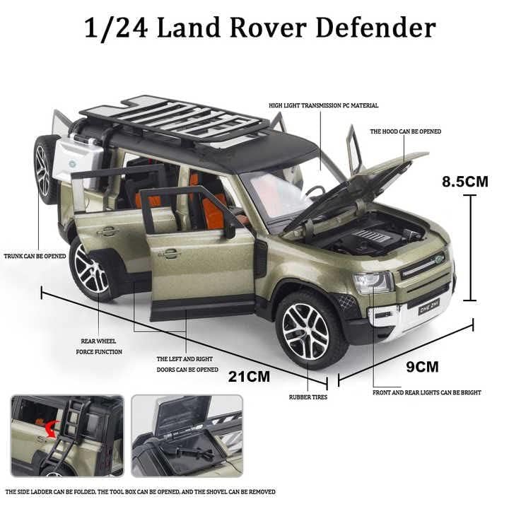 Image of 1:24 for Land Roover Range Roover SUV Car Model Simulation Sound and Light Pull Back Alloy Car Collection Ornaments Boy Toy Cars Scale Model Car(Colors as Per Stock)