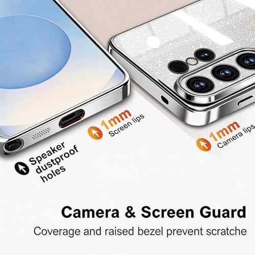 Image of Misscase for Samsung Galaxy S26 Ultra Case Compatible with MagSafe,Built-in Camera Lens Protector Full Protection Soft TPU Anti-Scratch Anti-Fingerprint Magnetic Glitter Slim Case Cover Silver