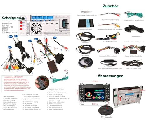 Erisin radio samochodowe 7" 8-rdzeniowe 4GB+64GB z systemem Android 14, Bluetooth, GPS, nawigacja do Mercedesa Klasa A W169, Klasa B W245, Viano, Vito, Sprinter, VW Crafter, Canbus, CarPlay, Android