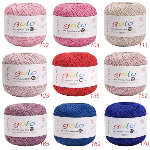 Image of golo Crochet Thread Size10 Embroidery Thread 10gX9 Crochet Yarn for Hand Knitting 10-9-1