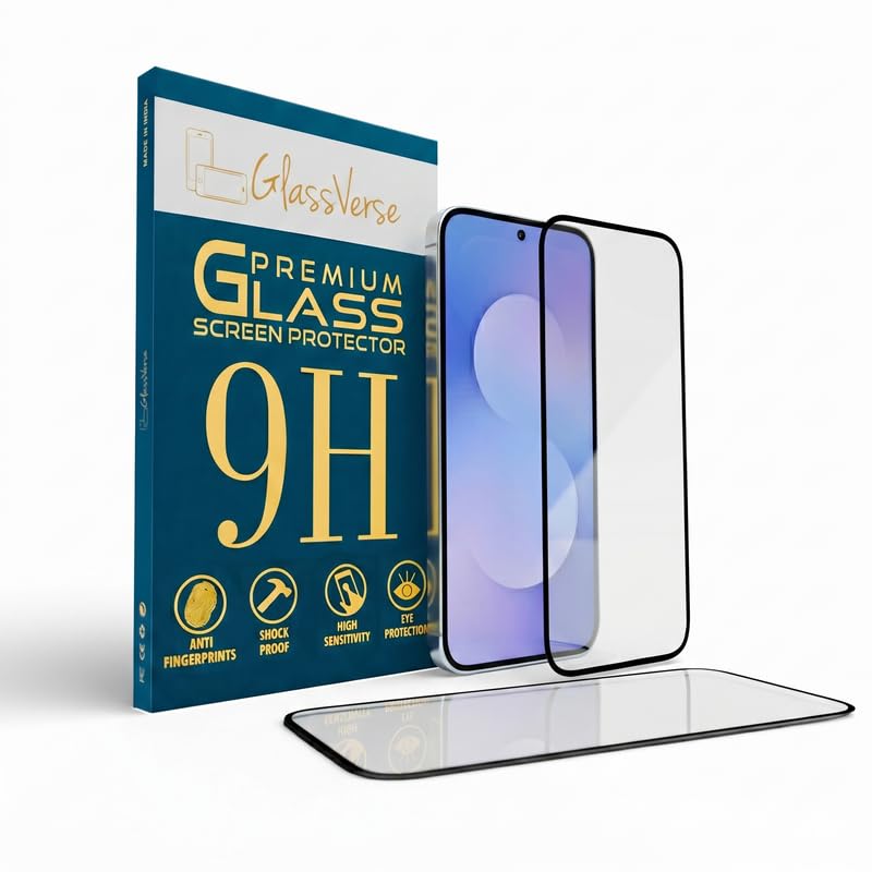 Image of GlassVerse PureView Tempered Glass for Samsung Galaxy S25 FE | Crystal Clear, 9H Hardness Screen Protector, Edge to Edge, Case Friendly, Hassle-less Installation Kit Included. (Pack of 1)