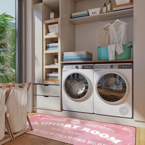 Zoke Laundry Room Rug Runner Stylish Non-Slip Laundry Room Mat 20"x59", Versatile, Waterproof Runner for Laundry, Kitchen, and Bathroom, Mudroom Decor and Farmhouse Charm