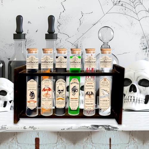 Ainswei Halloween Potion Bottles,Halloween Decorations Indoor,Halloween Witch Apothecary Potion Rack,Magic