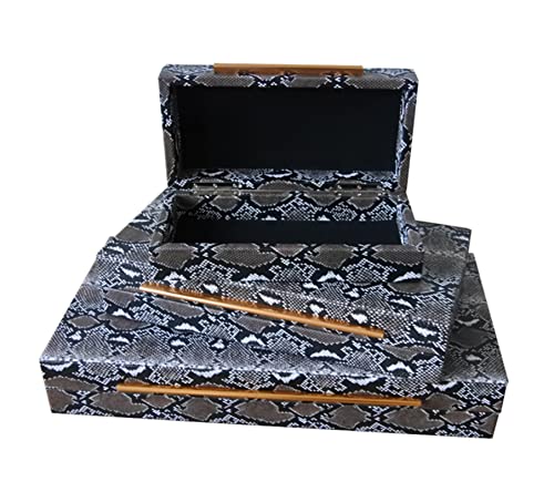 Kvaeuyr Set Of 3Pcs Faux Leather Jewelry Boxes, Serpentine Veins Decorative Storage Boxes With Lids Women& Men's Large Capacity Multifunction Accessory Organizer #TOP3