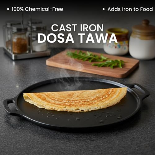 Image of Omichef Premium Cast Iron Tawa for Dosa & Chapathi