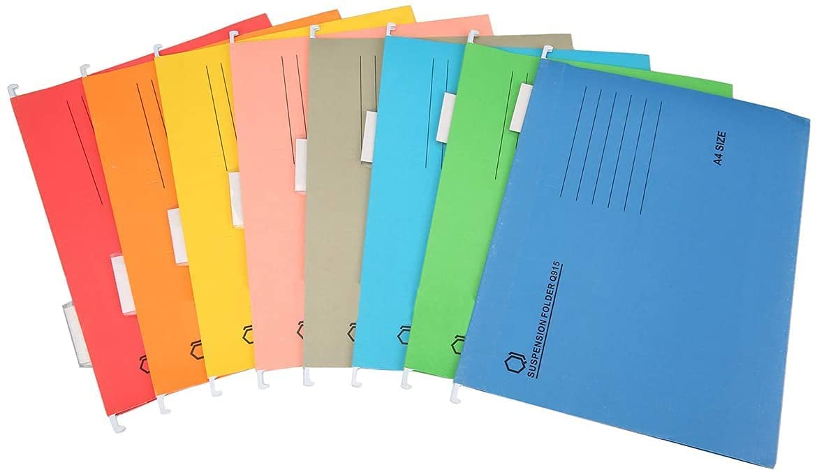 Suspension File, 8pcs A4 Hanging Storage Holder File Organization with Tabs for Office School Hoom, Multicolor