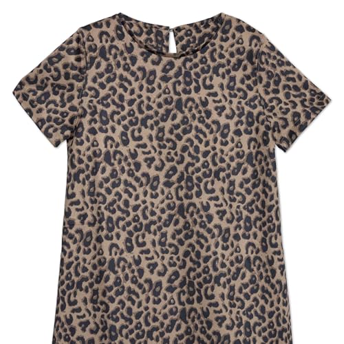 Speechless Girls' Short Sleeve Animal Print Faux Suede Dress4