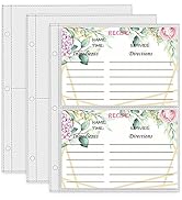 Recipe Card Page Protectors, Mini Recipe Card Sleeves for 8.5 x 9.5 3-Ring Binder, 2 Pockets Per ...
