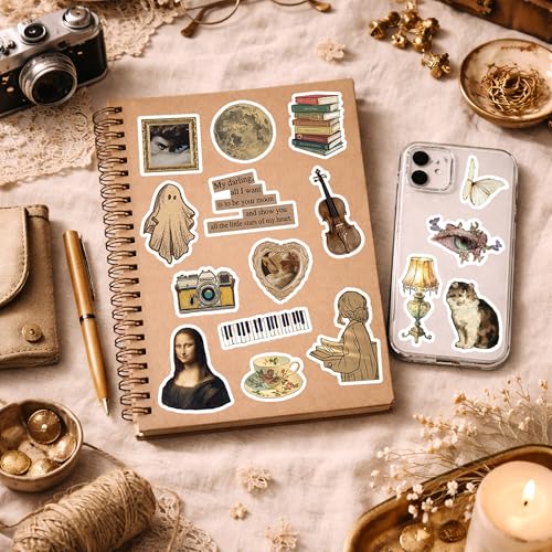 Image of Brown Aesthetic Sticker Pack (50+ Stickers) | Vintage Brown & Retro Vibes | Glossy Premium Vinyl | Waterproof, Scratch & Fade Resistant | Stickers for Laptop, Bottle, & journaling