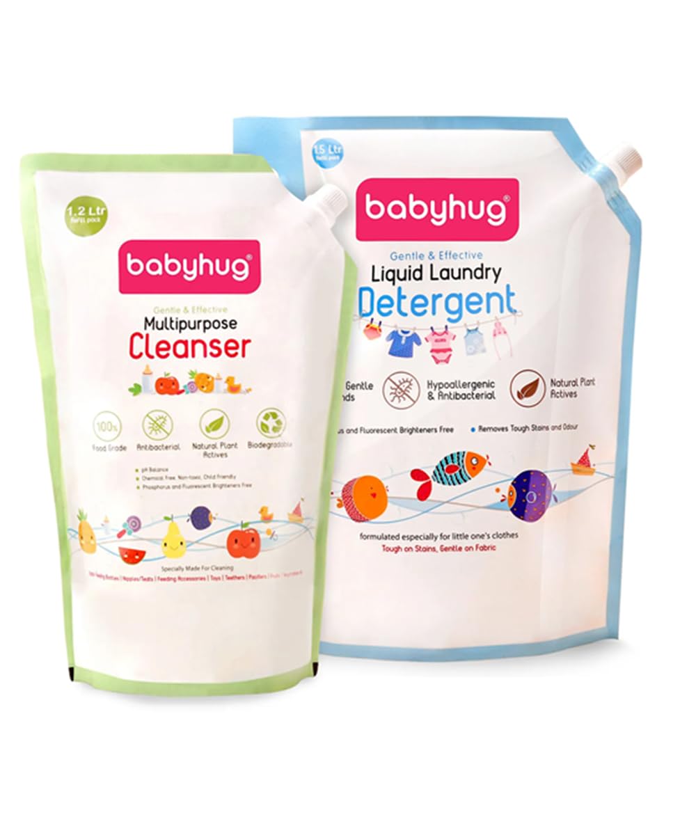 Babyhug Liquid Laundry Detergent Refill Pack 1500 ml and Multipurpose Cleanser Refill Pack 1200 ml, Hypoallergenic, Plant-Based, Combo-picture-23