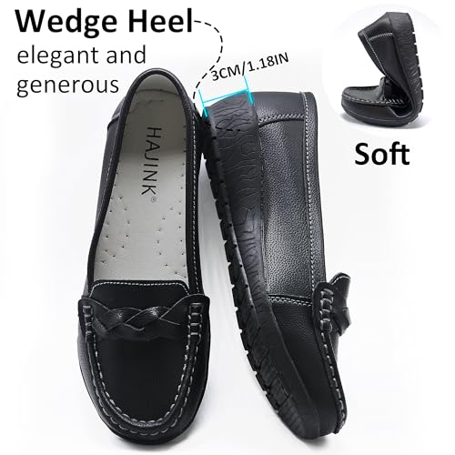 Image of Women Loafers Flexible Breathable Slip-On Comfortable Sole Low Wedge Loafers for Women Ladies Shoes for Walking