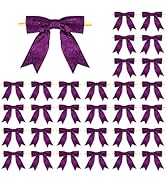 Meseey 30 Pieces 3 Inch Premade Metallic Purple Glitter Christmas Bows with Twist Tie Pretied Xma...