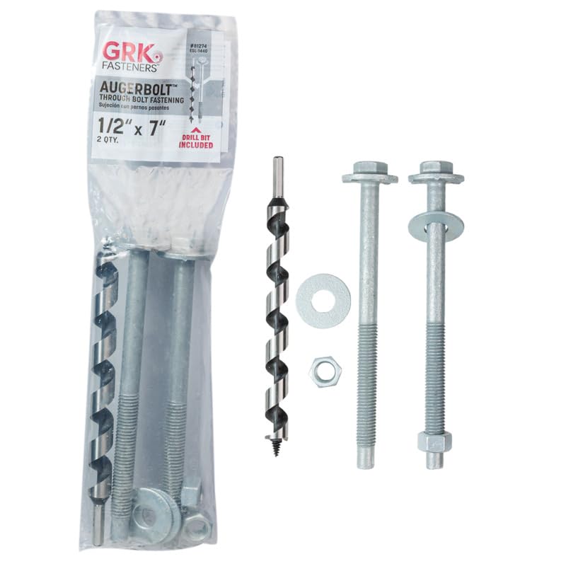 Image of GRK Fasteners 1 /2 x 7 AugerBolt Galvanized Through Bolts w /Bit, 2 PCS