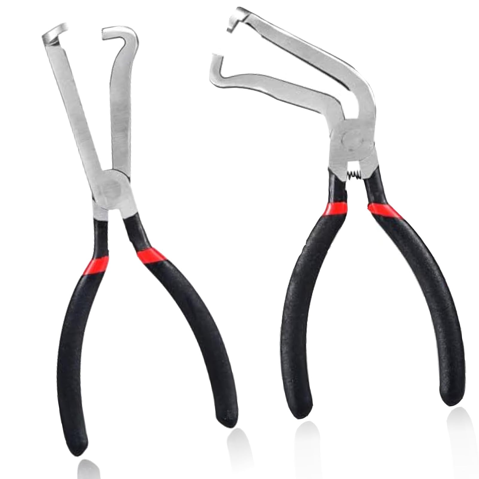 Degytrekoky 2Pcs Electrical Disconnect Pliers 37960, 8in Electrical Connector Pliers for Push Tab Style Plugs, Anti-Slip Fuel Line Clip Pliers Automotive Tools (1 x Straight + 1x 60 Degree)