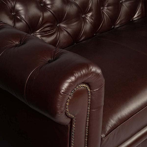 Image of UMAR ARTS Luxury Chesterfield Leatherate Sofa Set, Tufted Genuine Leatherate, Classic Living Room Furniture (2 Seater Coffee)