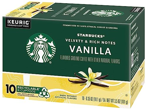 Image of Starbucks Flavored Coffee K-Cup Pods, Vanilla Flavored Coffee, Made without Artificial Flavors, Keurig Genuine K-Cup Pods, 10 CT K-Cups /Box (Pack of 4 Boxes)