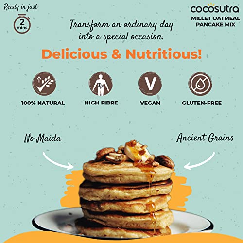 Image of COCOSUTRA Millet Oatmeal Pancake Mix |100% Natural & Vegan | Zero Added Sugar | Ready in 2-Minutes Pancake Instant Breakfast Mix - 300 grams