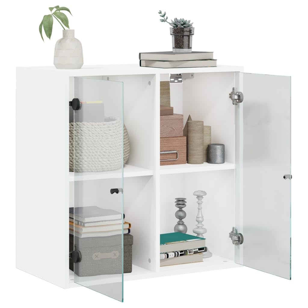 Szafka ścienna z drzwiami szklanymi 68x37x68,5 cm biała