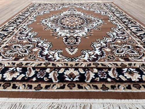 Image of TTC THREAD & TEXTURE CARPET Traditional Comfort: Power-Loomed Carpets for Living Room- Every Space Area Rug Color Gold Size 3x5 Feet (90x150cm)