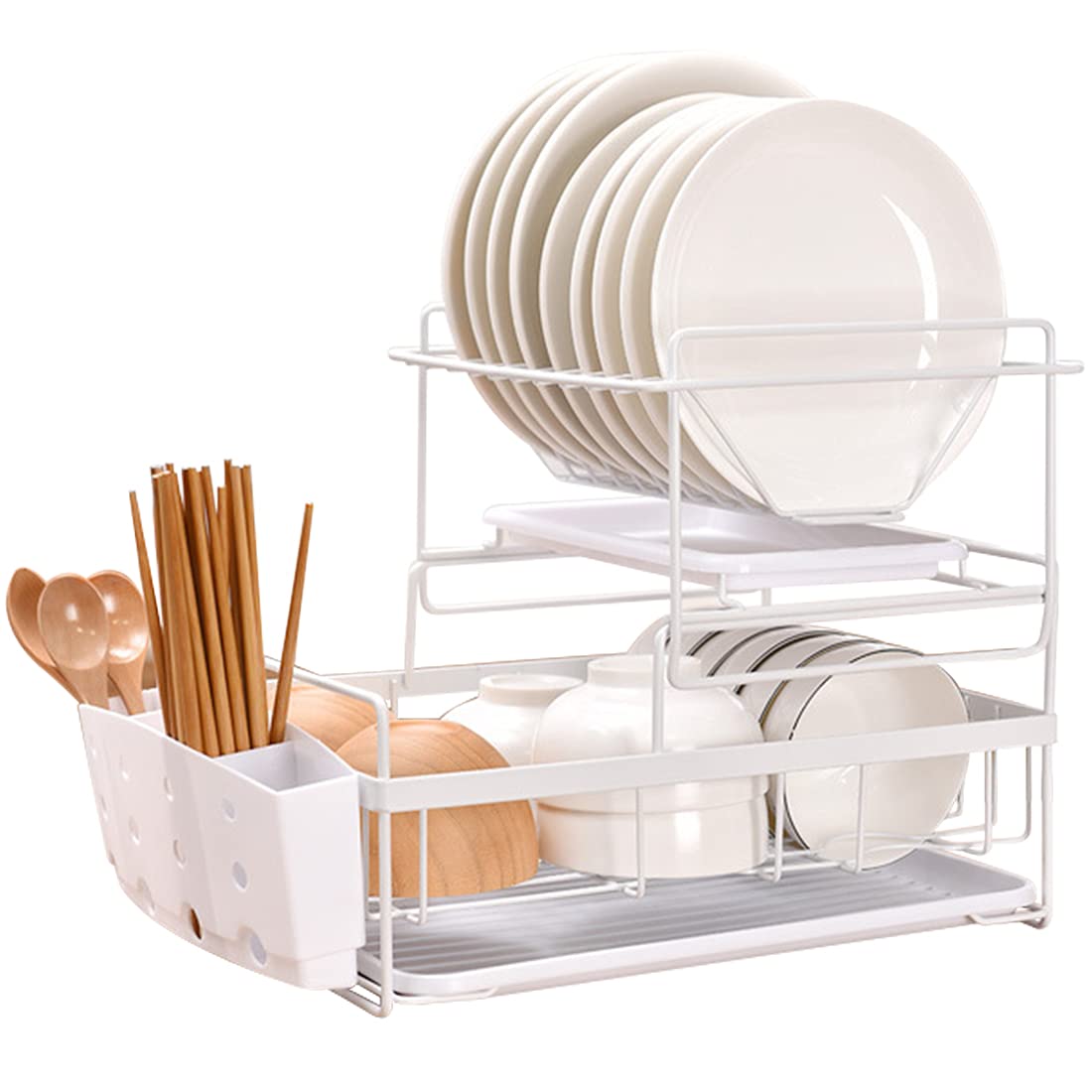 Feibrand Dish Rack Sink Drying Kitchen Metal Drainer Rack 2 Tier