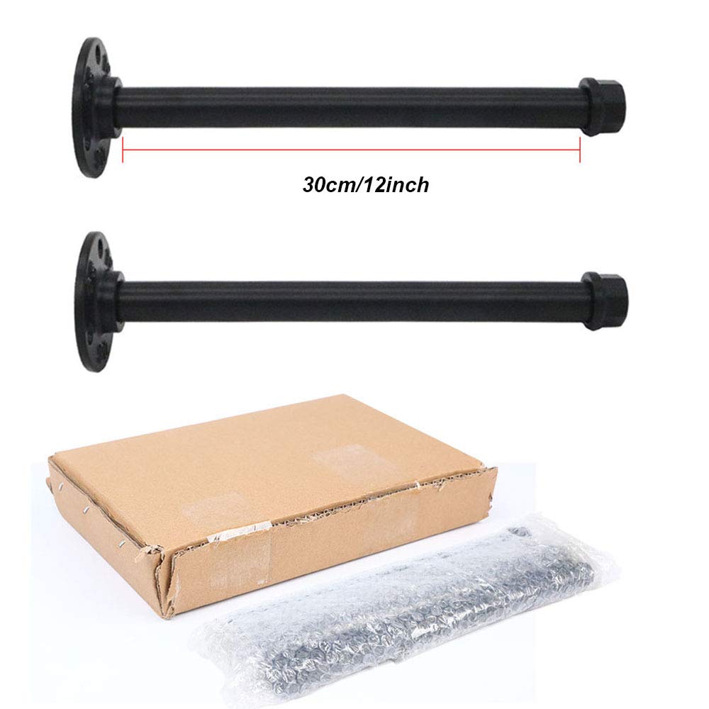 Soportes para estantes de alta resistencia, soportes flotantes de tubo de hierro negro de 15 cm/6 pulgadas, 20 cm/8 pulgadas, 25 cm/10 pulgadas, 30 cm/12 pulgadas, bridas y tubos, soportes para estant