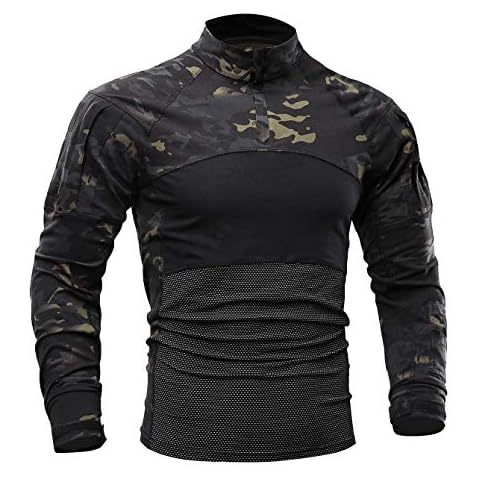 GSGGIG Men's Combat Shirt,Tactical Shirts for Men Military Army Airsoft Shirt 1/4 Zip Long Sleeve OCP BDU Shirt with Pockets 112 Dark CP M Cover