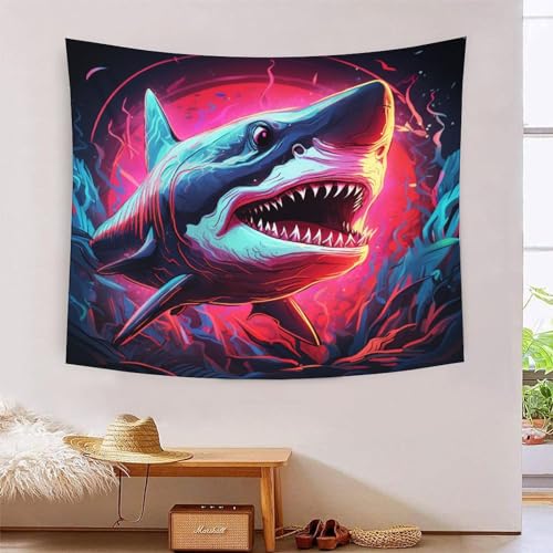 Tapisserie requin 3D pour habiller un mur vide sans peinture tissu mural salon et chambre