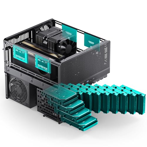 Image of JONSBO N5 NAS Pc Case, E-ATX,12HDD+4SSD Drive Bay GPU HP Host, Supports Max. 4 GPU,E-A.TX(330mm) MB /ATX PSU Supports, with 3 Fans Built-in, 8 Slots PCI, Solid Wood Veneer Computer Case,Home Server