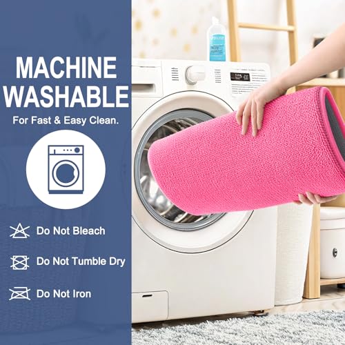 Image of OLANLY Thick Memory Foam Bathroom Runner Rugs 47x24, Extra Soft Absorbent Long Bath Rug, Quick Dry, Non-Slip, Machine Washable Bath Mats for Bathroom, Tub and Shower, Home Decor Accessories, Hot Pink