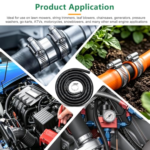 Image of 1 /4 Inch ID Fuel Line Hose Reinforced Kit: 6 feet Hose, 10 x stainless steel Clamps (3 /8 inch-5 /8 inch) for conveying gasoline, E-85, diesel, and bio-diesel
