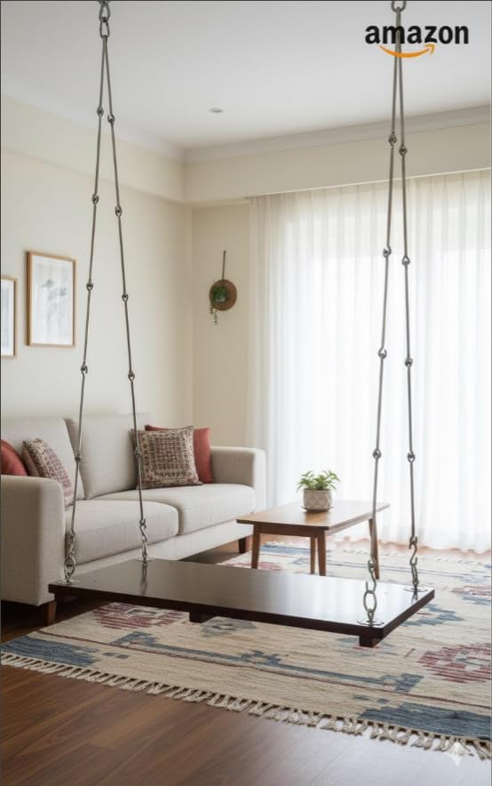 Jairi Traders, 3Seater Wooden Garden Swing/Playing Jhula (with Stainless Accessories) 5x2 Feet Weight Capacity 400 Kgs-image-26