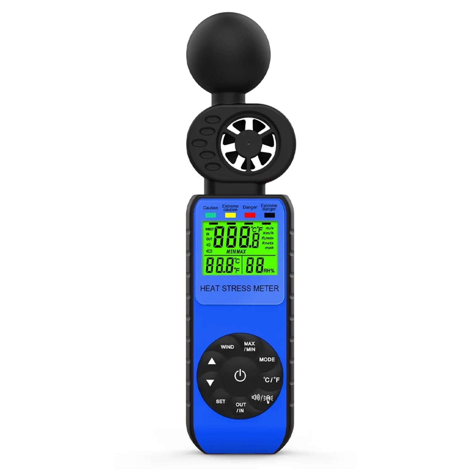 Medidor de velocidad del viento portátil HP-881W con temperatura, humedad y alarma WBGT. Rango de medición de 0 a 30 m/s for drones.(DVPCOPM-SL)