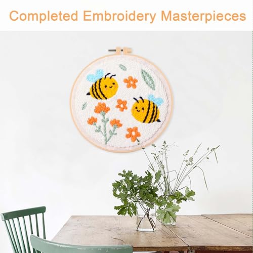 Image of REEWISLY Punch Needle Embroidery Kit, Embroidery Hoop, Essential Punch Needle Supplies,Ideal Punch Art for Beginners,DIY Adults Embroidery, Video Teaching (65232)
