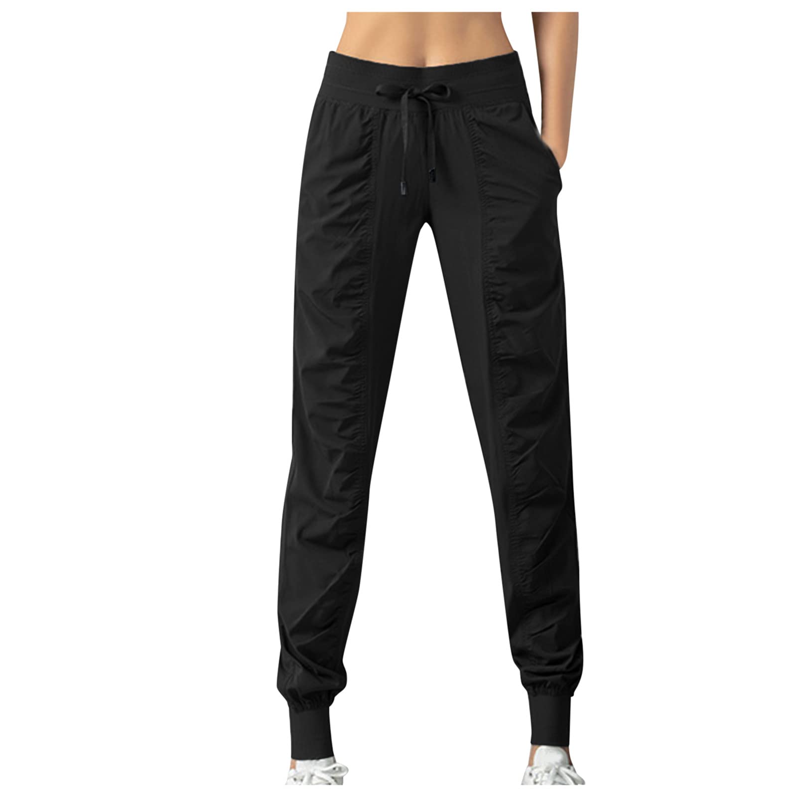 niuwa Womens Pants Pocket Sweat Elastic Casual Clothes Loose Quick-Drying Pants Women Loose Pants Black XL