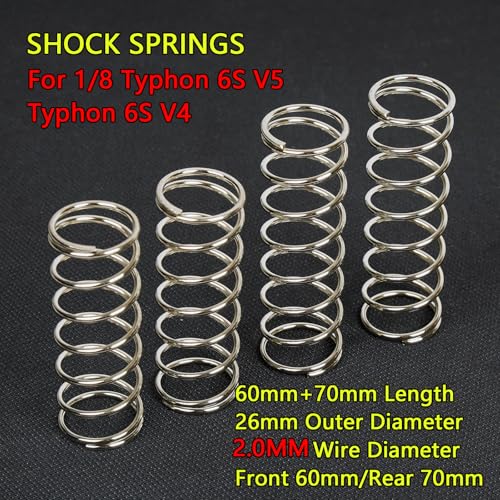 Shock Absorbers Spring for ARRMA 1/8 Typhon 6S V5 &Typhon 6S V4,4PCS Wire Diameter 26MM Shock Spring Absorption RC Damping Spring Upgraded -ARA330235,ARA330239-Front 60mm/Rear 70mm