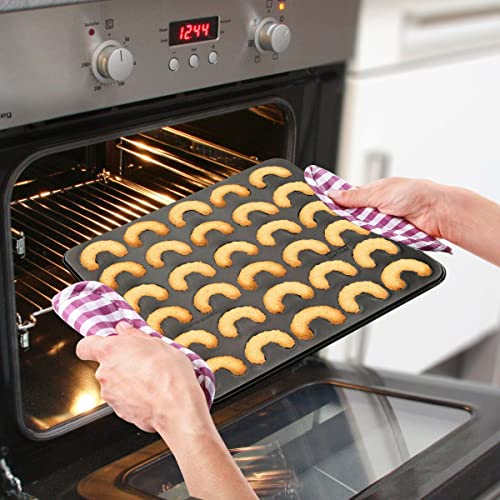 Foto von Zenker 30er-Vanillekipferl Backblech klein Sparkling Christmas, Ofenform mit Teflon Antihaftbeschichtung für kinderleichtes Backen, hochwertige Form für selbstgemachte Kipferl (Farbe: Schwarz)