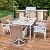YITAHOME 7-Piece Patio Dining Set, Outdoor Wicker Conversation Furniture with 2 Rocking Chairs, Soft Gray Cushions and Imitation Wood Grain Dining Table for Backyard, Balcony and Garden