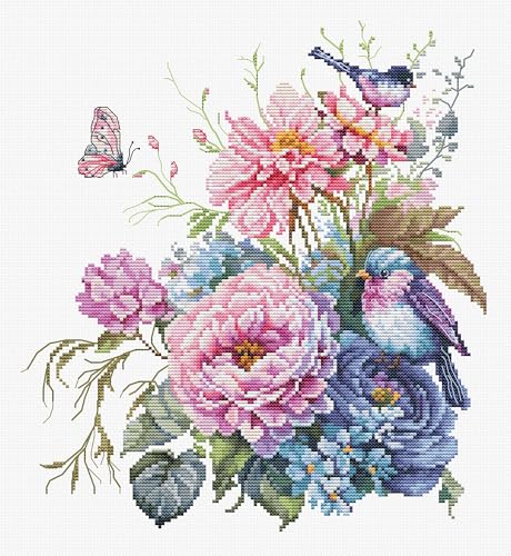 Image of Luca-S Cross Stitch Kit The Birds-Summer, B2422, Counted Cross Stitch Kit for Adults, Needlecraft and Embroidery Kit