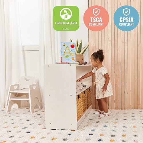Image of ECR4Kids 2-Shelf Mobile Island Storage Cabinet, Classroom Furniture, White Wash