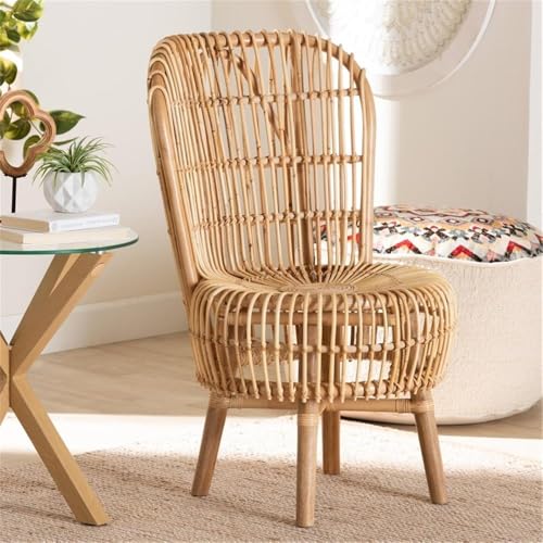 Sillón Rattan Bohemio Marrón Curvado Moderno miniatura 2