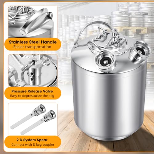 Image of 2.5 Gallon Beer Line Cleaner Keg, Keg Cleaning Kit with 2D Spears