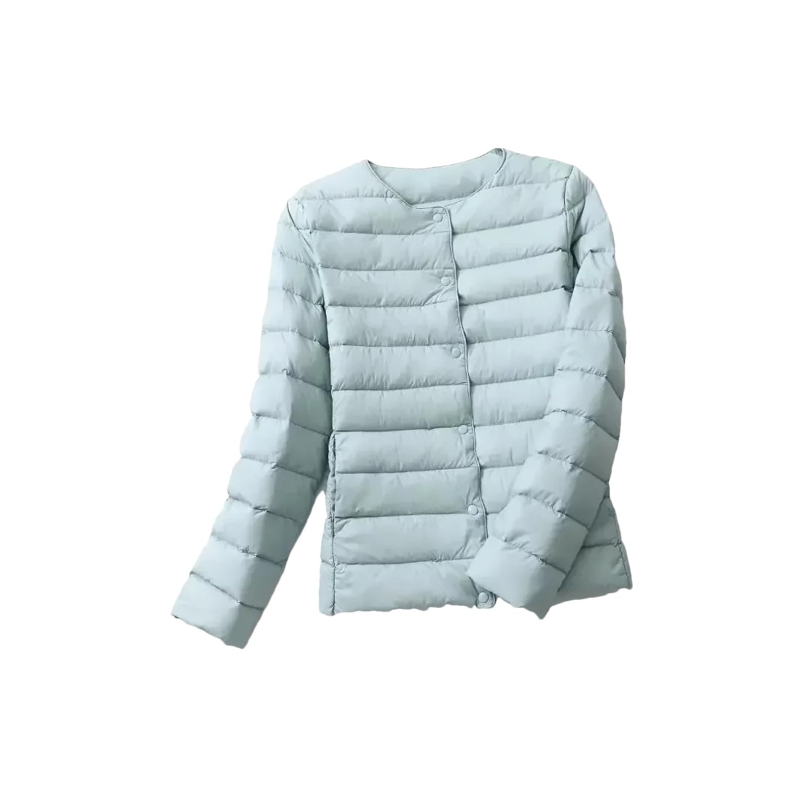 Piumino d'anatra da donna O-Collo a V variabile Femminile Autunno Primavera Senza Colletto Piumino trapuntato leggero Blu cielo, blu cielo, M