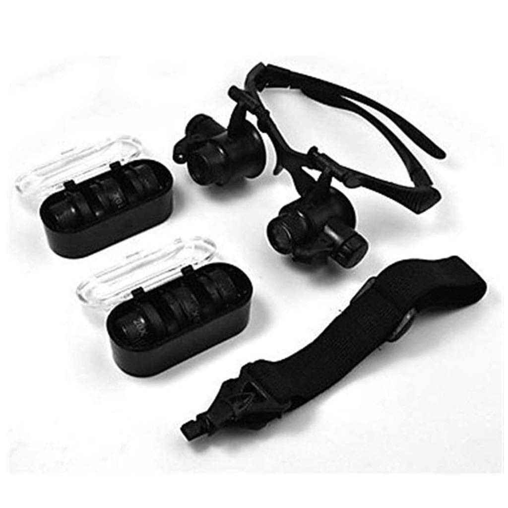 Stirnband-Lupe, Stirnband-Lupe mit LED-Licht, 10x/ 15x/ 20x/ 25x mit Aufbewahrungstasche für Schmuckuhr-Reparaturlupe