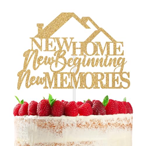 Home Sweet Home Cake Topper, Welcome Home Cake Decorations, New Home New Memories, Housewarming Party Decorations Gold Glitter
