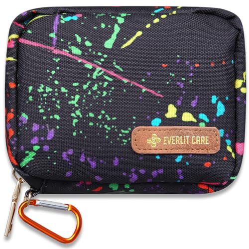 Image of EVERLIT Mini Rescue Pack | 105 Medical Essentials Organized in Portable Storage Bag | Pocket Size Kids First Aid Kit with D Ring | Small Family-Friendly Travel Medical Kit (Splatter)