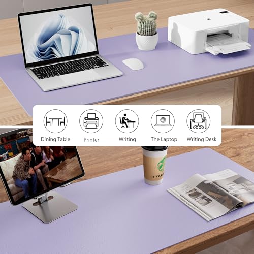 Image of Aothia Leather Desk Pad Protector, Mouse Pad, Office Mat, Non-Slip PU Leather Blotter, Laptop Pad, Waterproof Writing Pad for Office and Home (36 inch x 17 inch, Lavender)