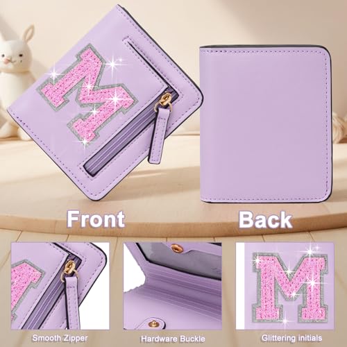 Image of Birthday Gifts for Teen Girl Kids Wallet Girl Wallets Small Initial Rfid Wallet Teen Girls Gift Preppy Stuff for Girls Purple M
