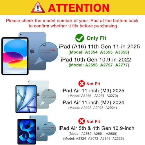 Image of TGK Rugged Back Cover for Ipad 10Th Gen 10.9 Inch 2022 (A2757 / A2777 / A2696) iPad A16 11.0 inch 2025 Case Black
